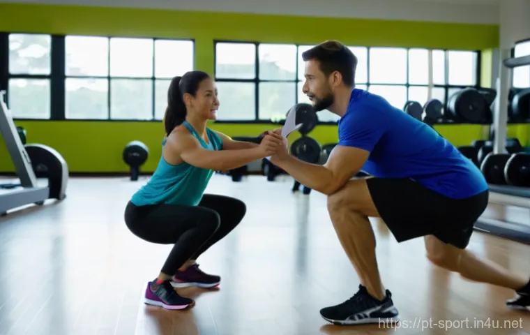 생활체육지도사와 실습생 교육 경험 - **Prompt:** A diverse, well-lit, modern gym with large windows. In the foreground, a seasoned female...